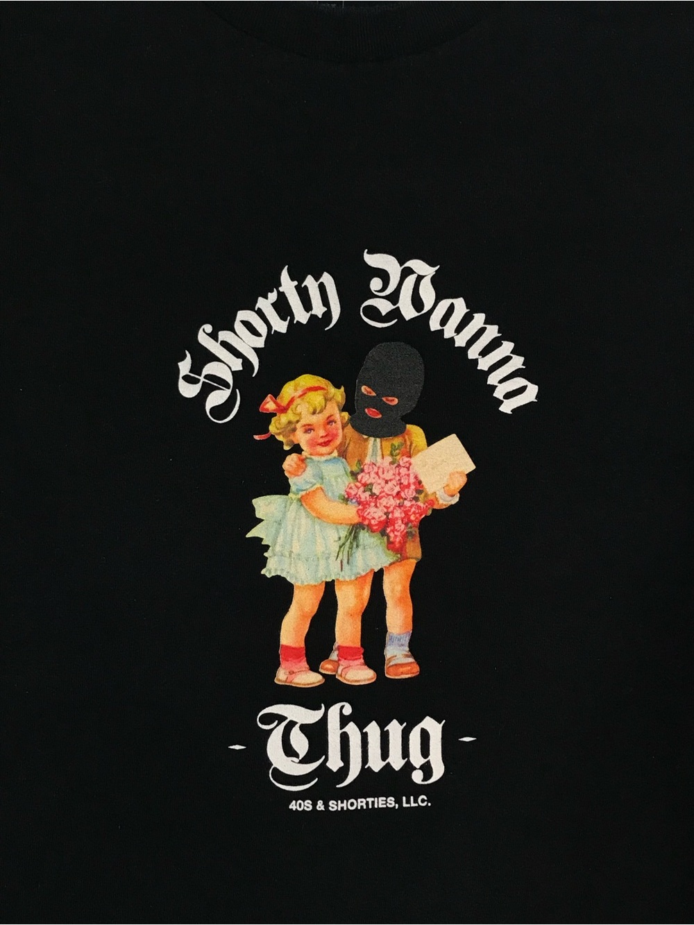 40s & Shorties "Shorty Wanna Thug" Black Graphic Crew Neck Tee XL